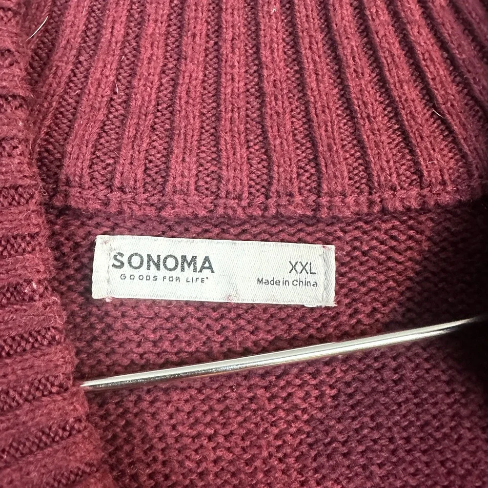 Sonoma Goods For Life XXL Burgundy‎ Knit Half Zip Pullover Sweater